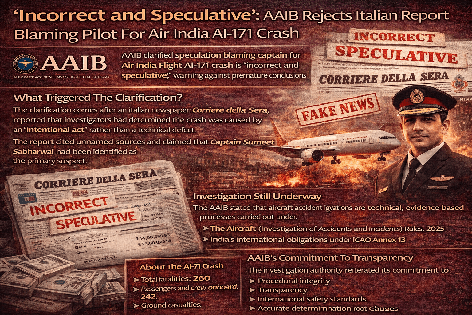 ‘Incorrect and Speculative’: AAIB Rejects Italian Report Blaming Pilot For Air India AI-171 Crash