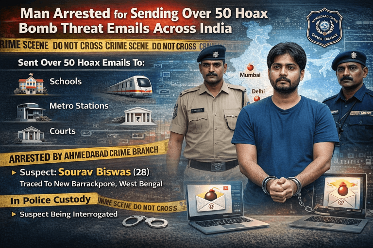 Man Arrested for Sending Over 50 Hoax Bomb Threat Emails Across India